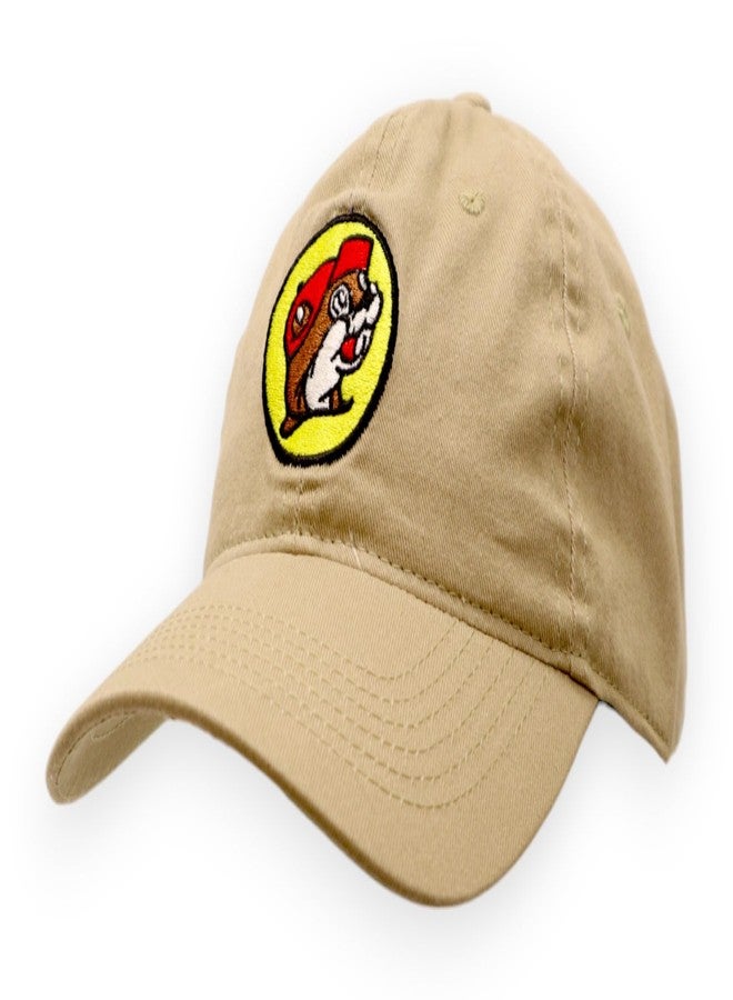 Buc-ee's Khaki Adjustable Baseball Cap with Bucky The Beaver Logo Embroidered on Front, One Size Fits All - Image 1